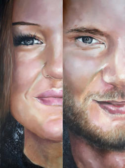 Doppelporträt: Acryltechnik auf Leinwand