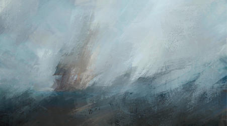 Abstrakte Interpretation der Gorch Fock – digitale Kunst auf Leinwand